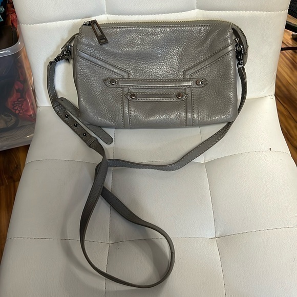 BOTKIER Women's Mercer Genuine Leather Soft Gray Crossbody Handbag